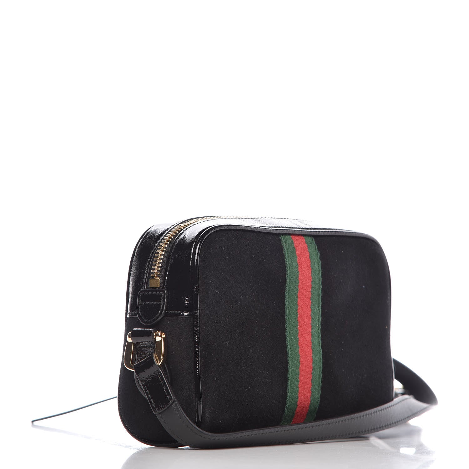 Gucci Suede Patent Web Mini Ophidia Shoulder Bag Black 4 of 10