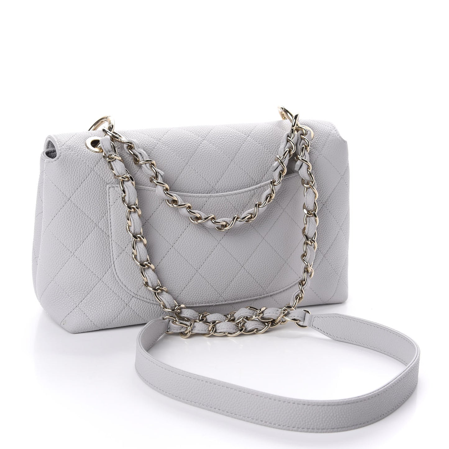 Caviar Quilted City Walk Flap Light Grey