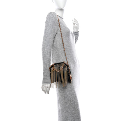 Stella McCartney Eco Suede Tiny Fringe Falabella Tote Black Gold 2 of 9