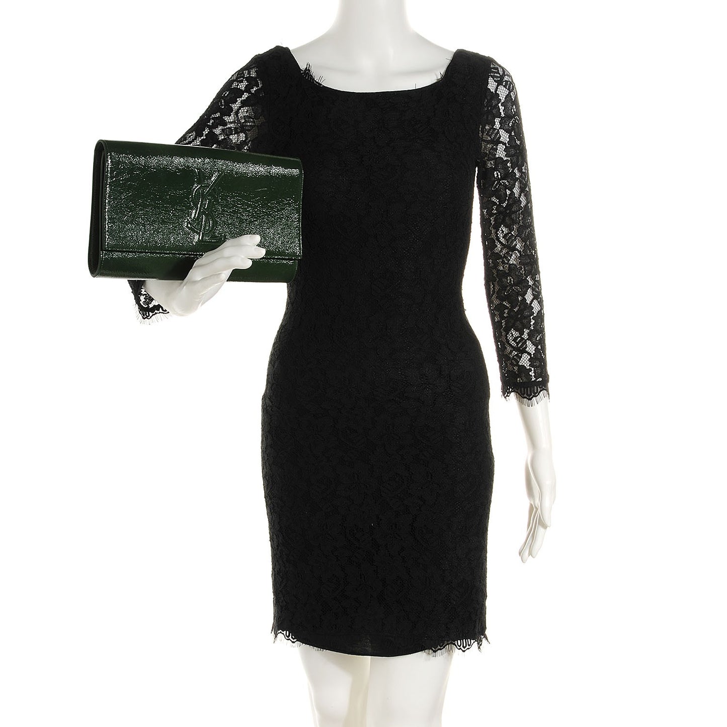 Distressed Patent Large Belle De Jour Clutch Green
