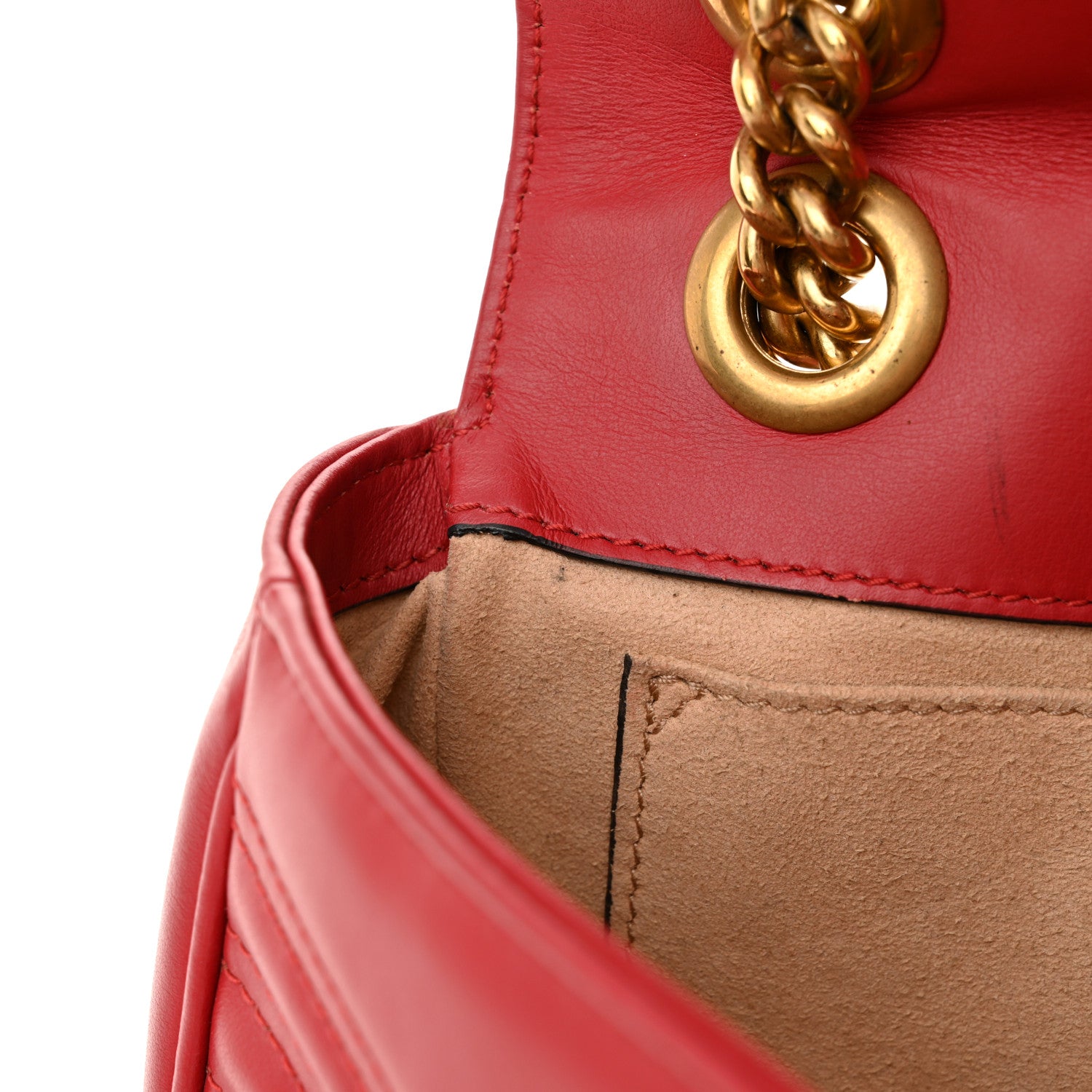 Gucci Calfskin Matelasse Mini GG Marmont Shoulder Bag Hibiscus Red 12 of 12
