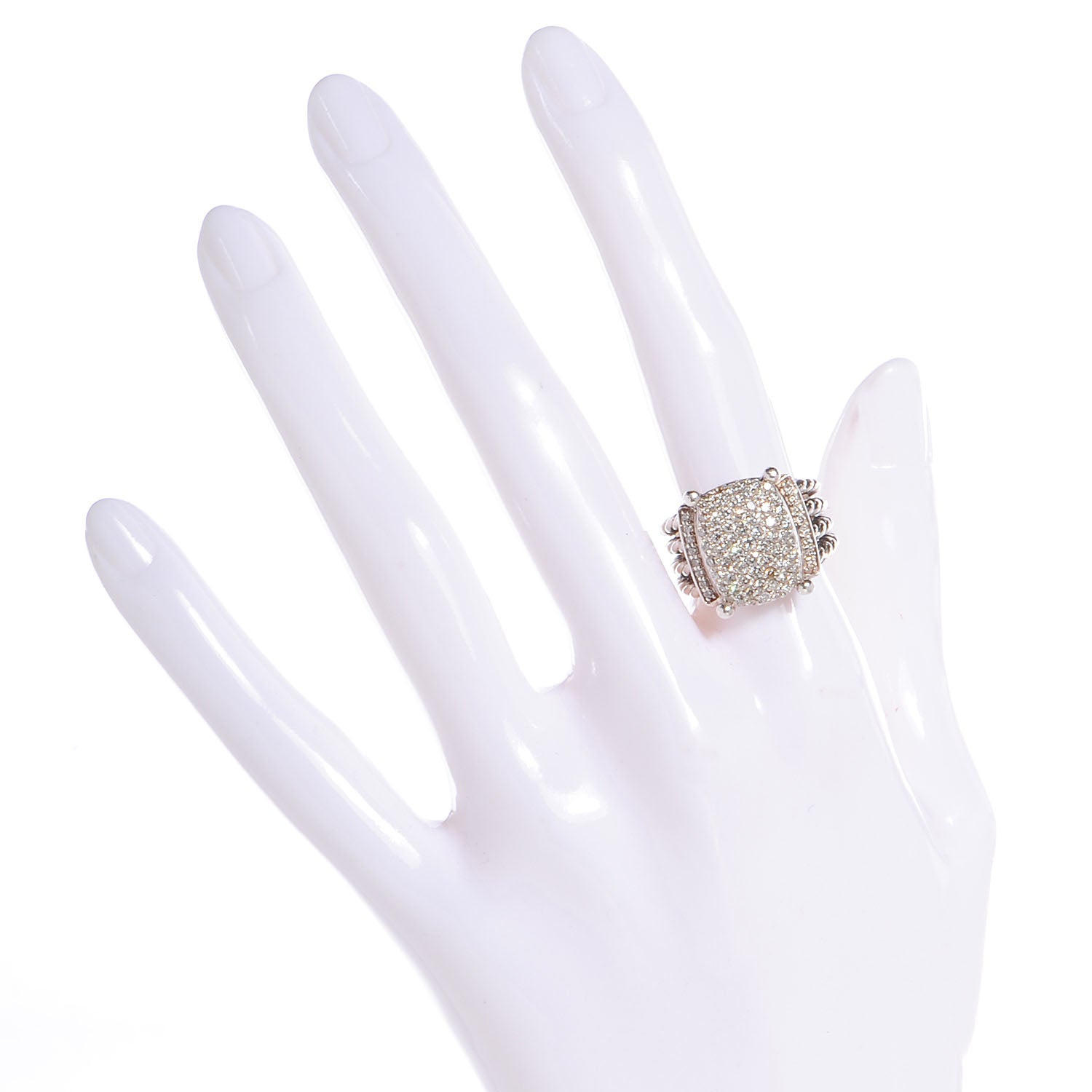 David Yurman Sterling Silver Diamond 16mm Wheaton Ring 53 6.5 2 of 4