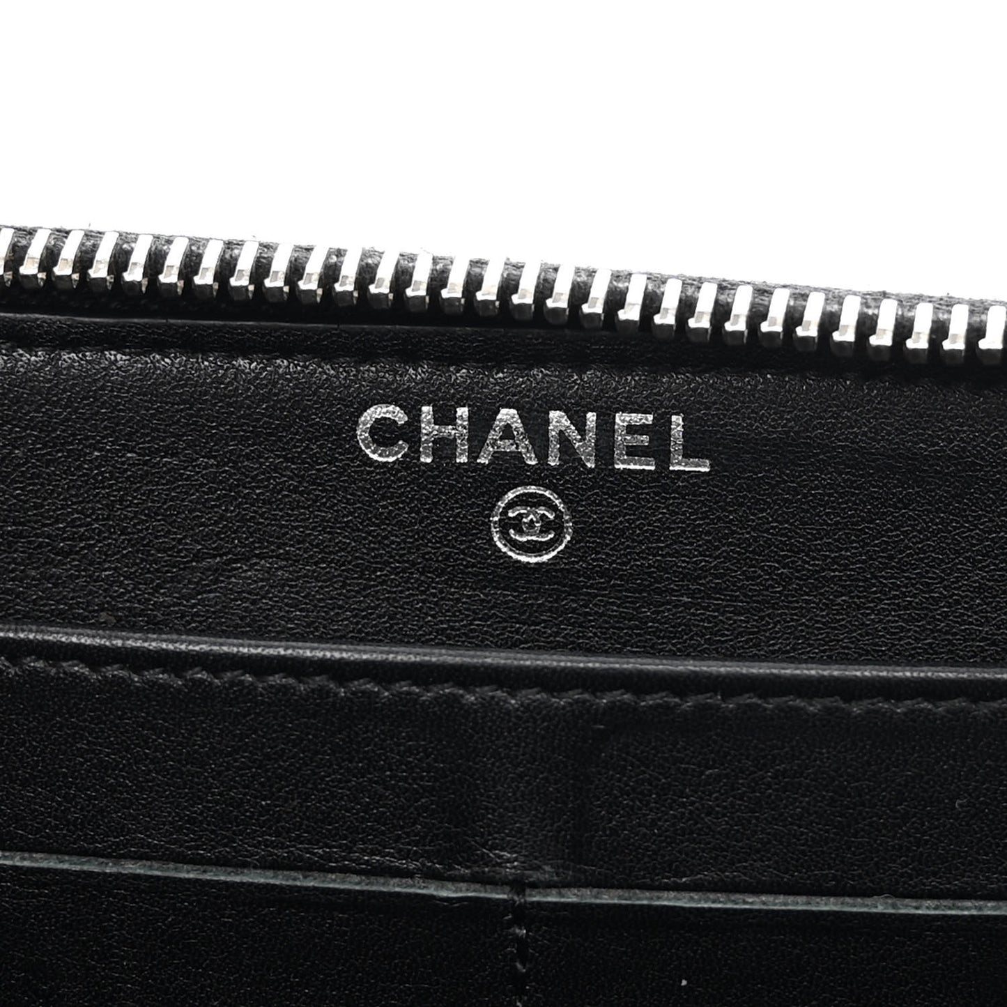 Patent Quilted Zip Around Wallet Black