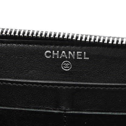 Chanel Patent Quilted Zip Around Wallet Black 6 of 9