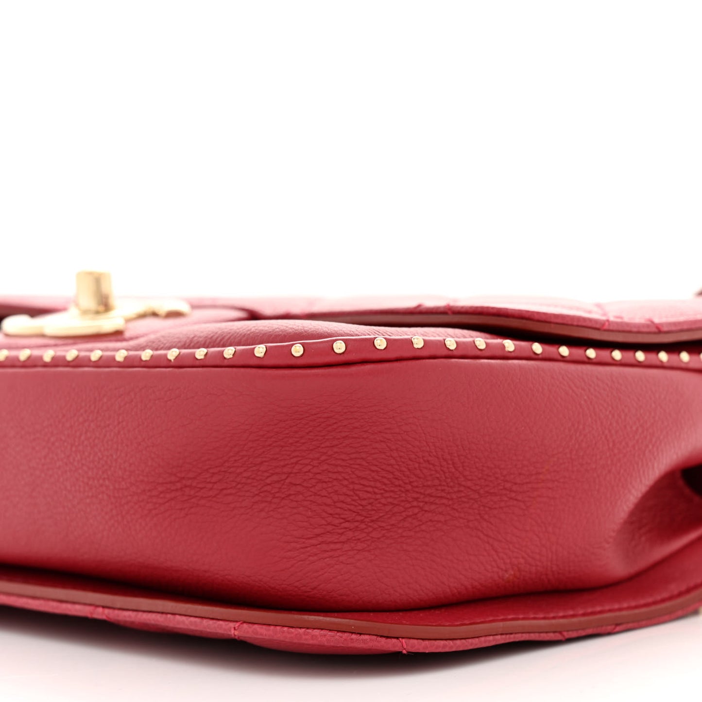 Caviar Quilted Small Studded Flap Red