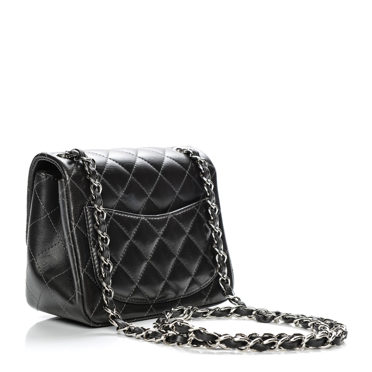 Lambskin Quilted Mini Square Flap Dark Grey