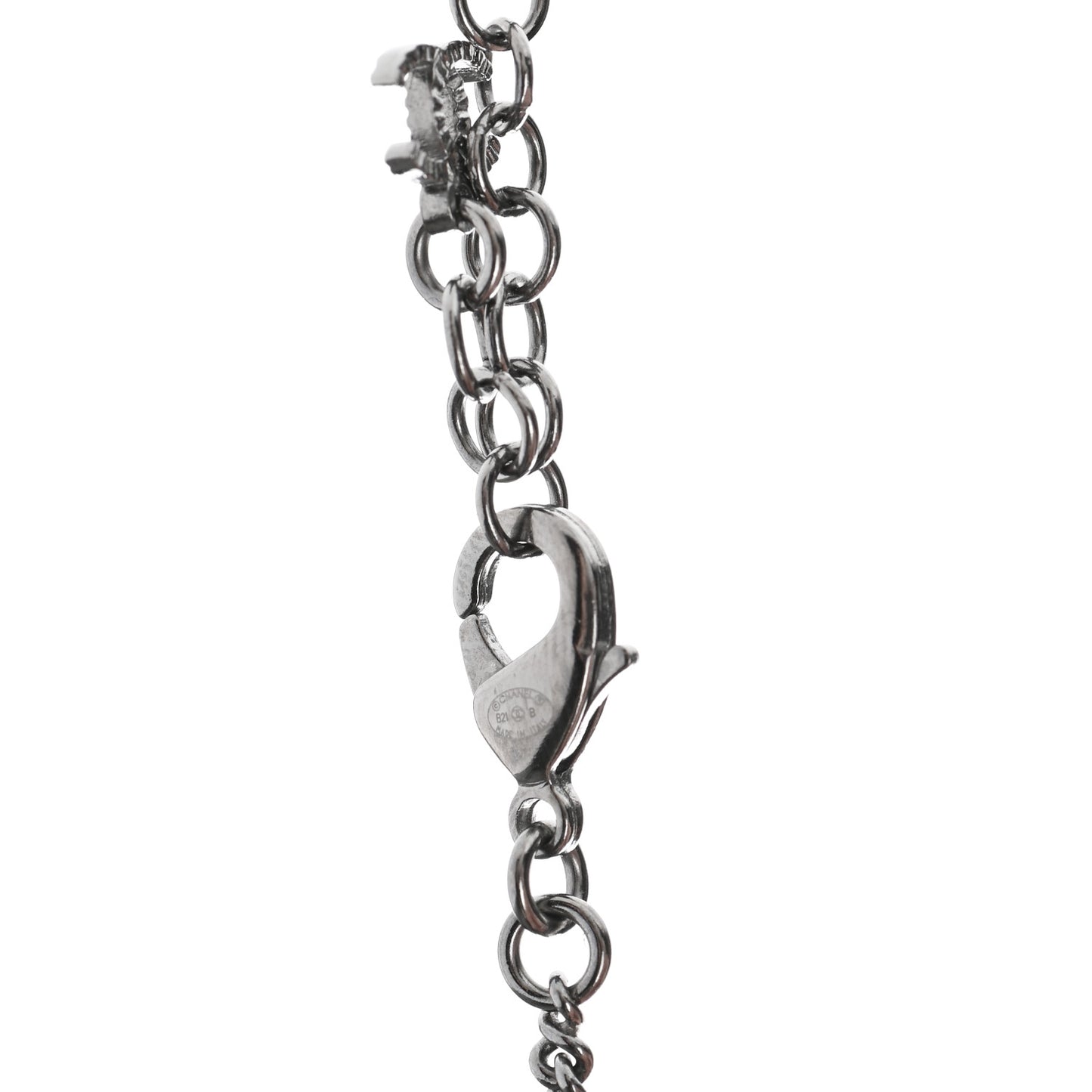 Crystal CC Pendant Necklace Silver