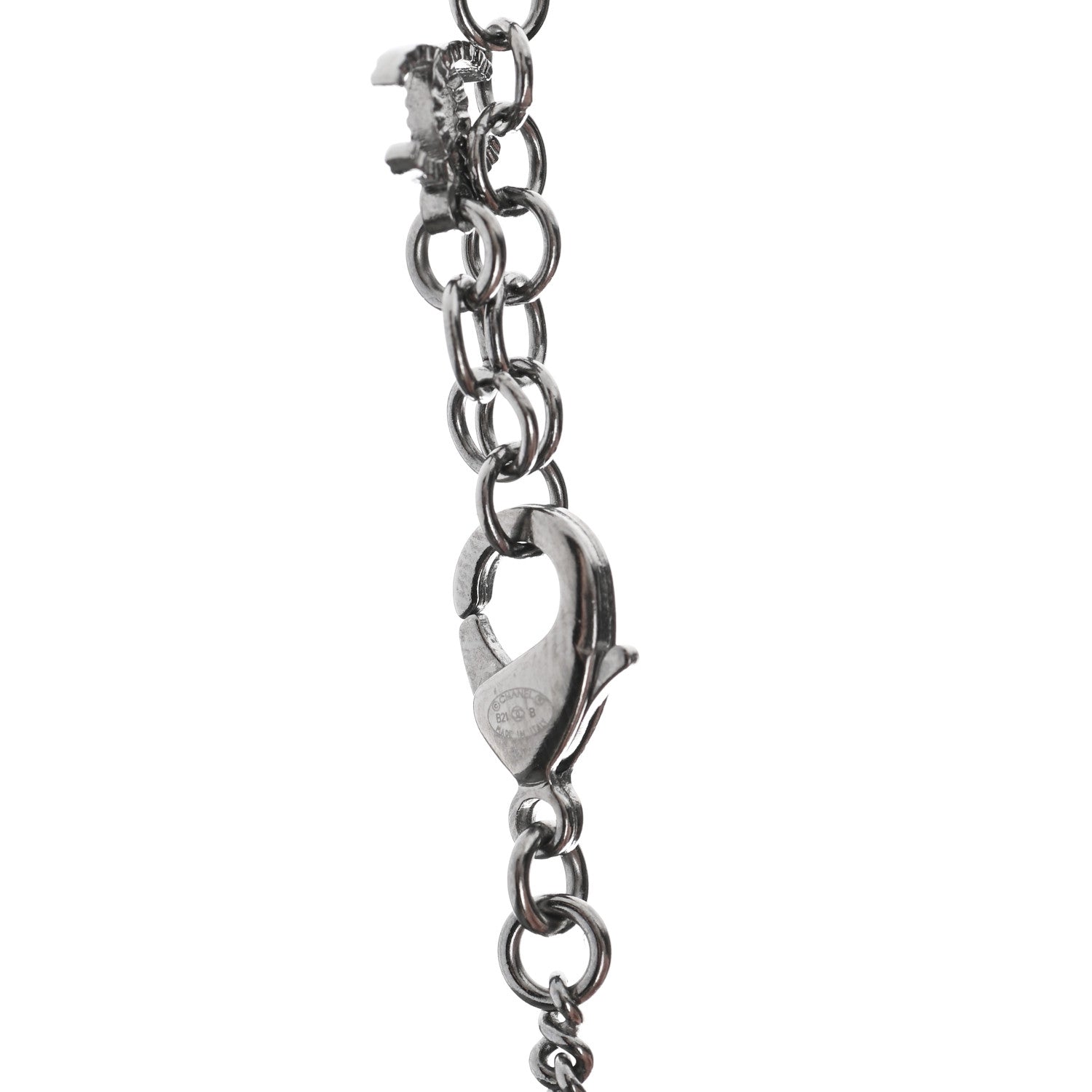 Chanel Crystal CC Pendant Necklace Silver 5 of 7