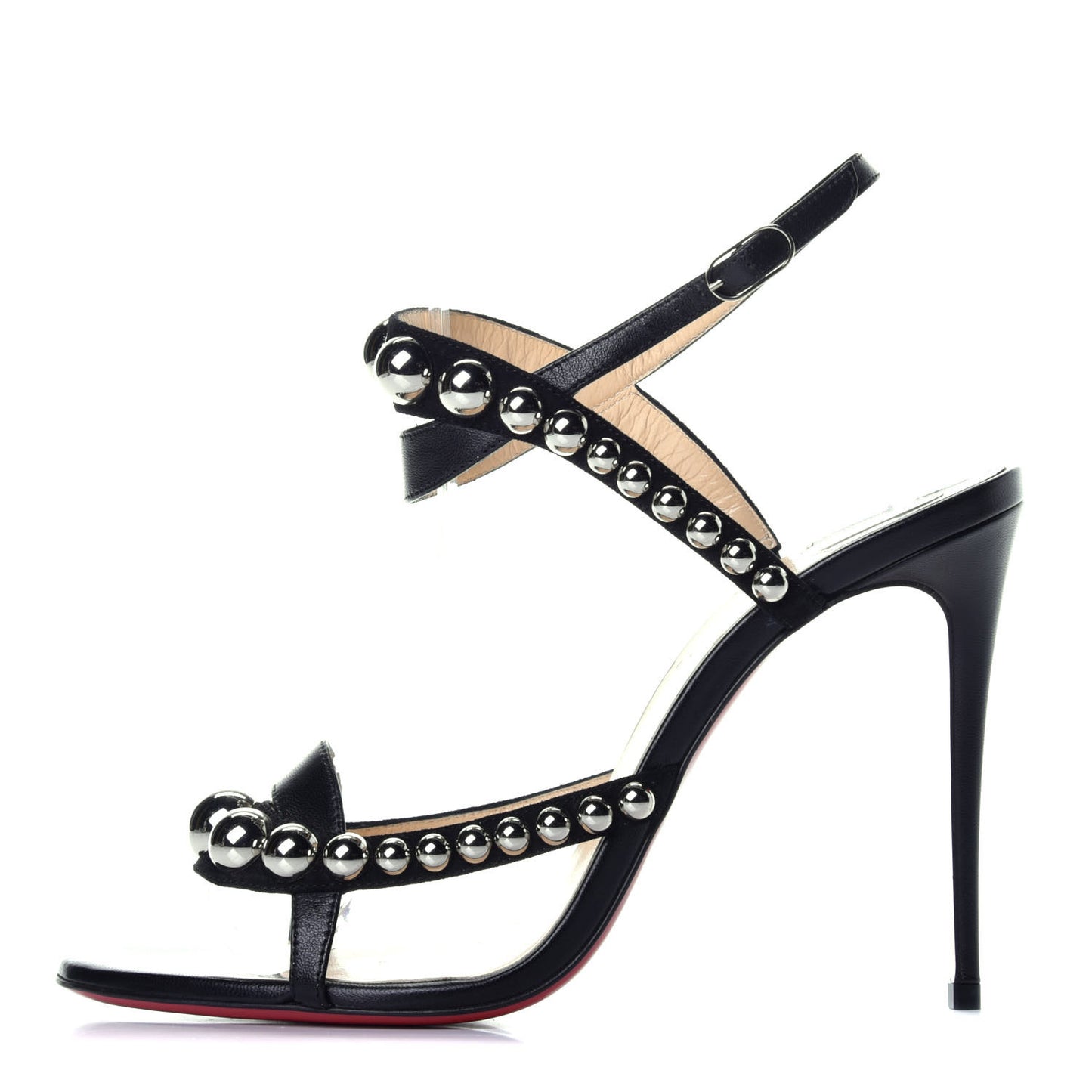 Shiny Nappa Suede Galeria 100 Sandals 38.5 Black Silver