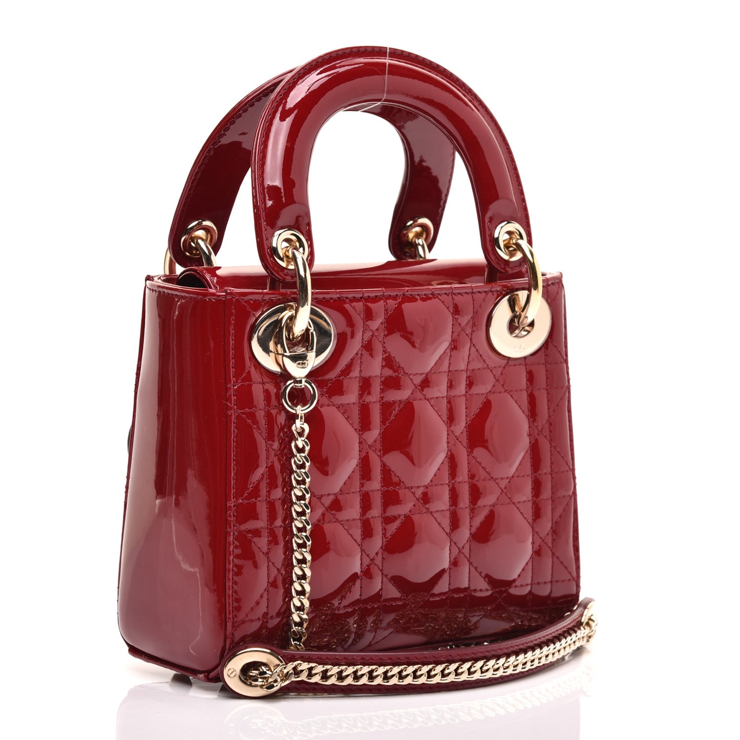 Patent Cannage Mini Lady Dior Red
