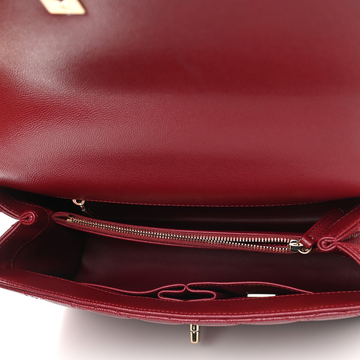 Caviar Lizard Embossed Quilted Small Coco Handle Flap Burgundy