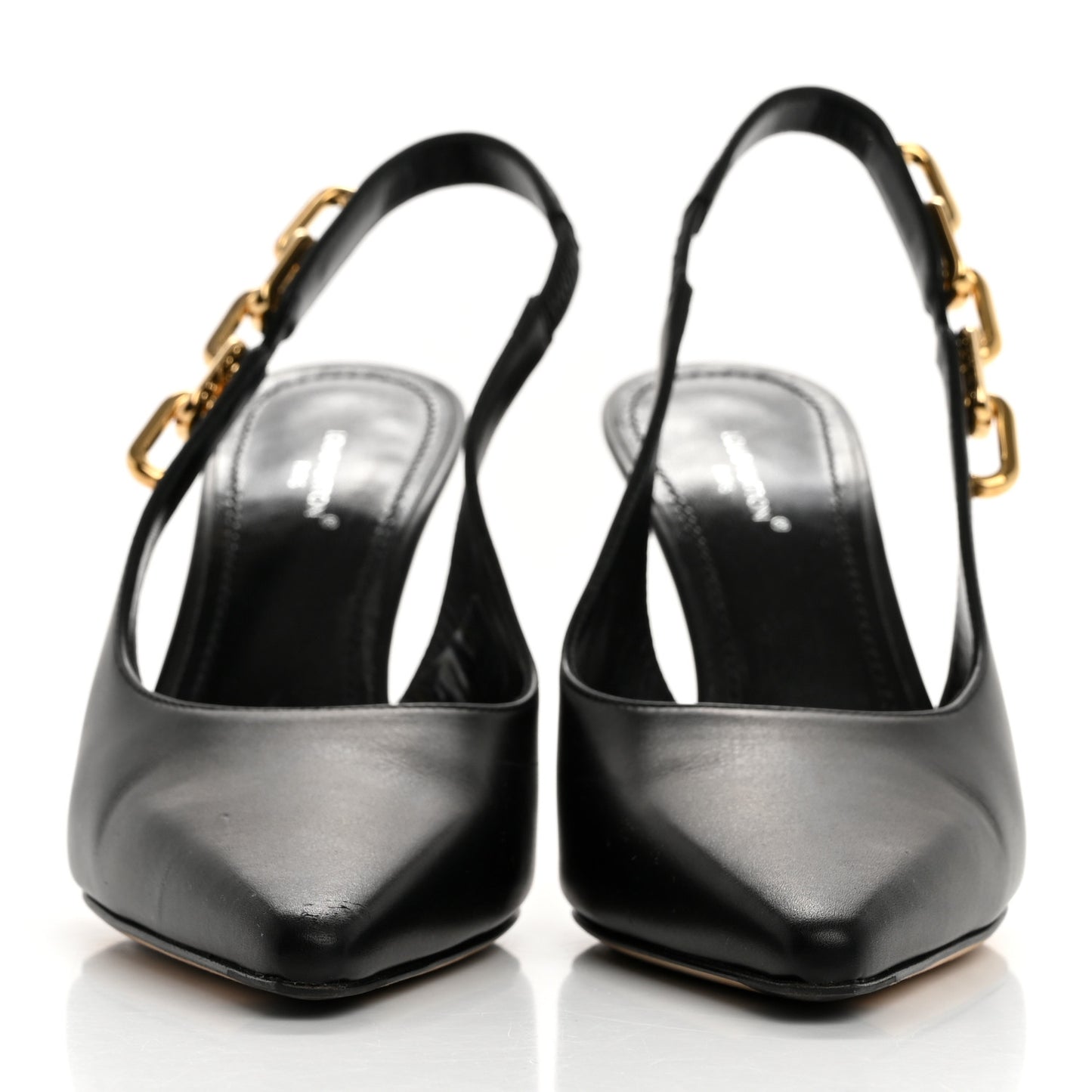 Calfskin Sparkle Slingback Pumps 36.5 Black