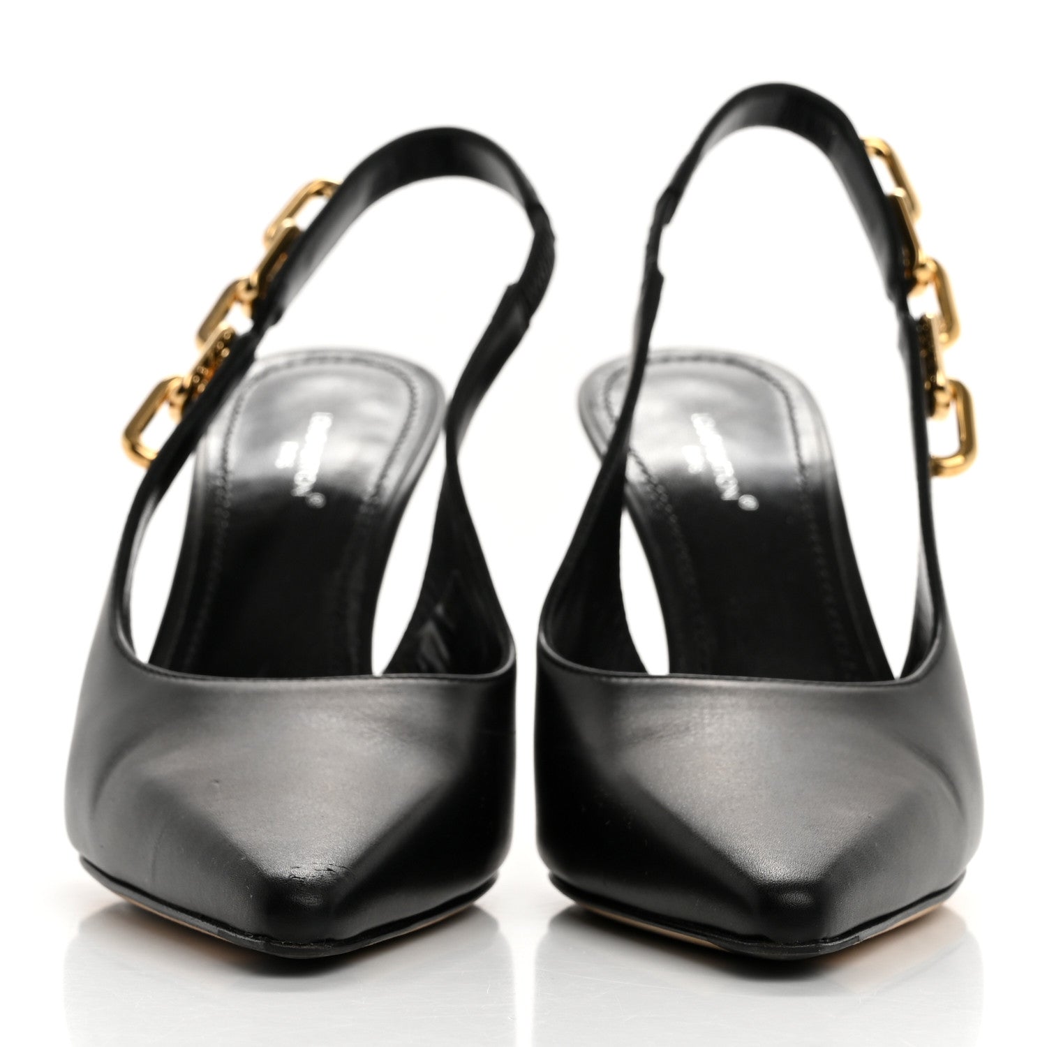 Louis Vuitton Calfskin Sparkle Slingback Pumps 36.5 Black 3 of 13