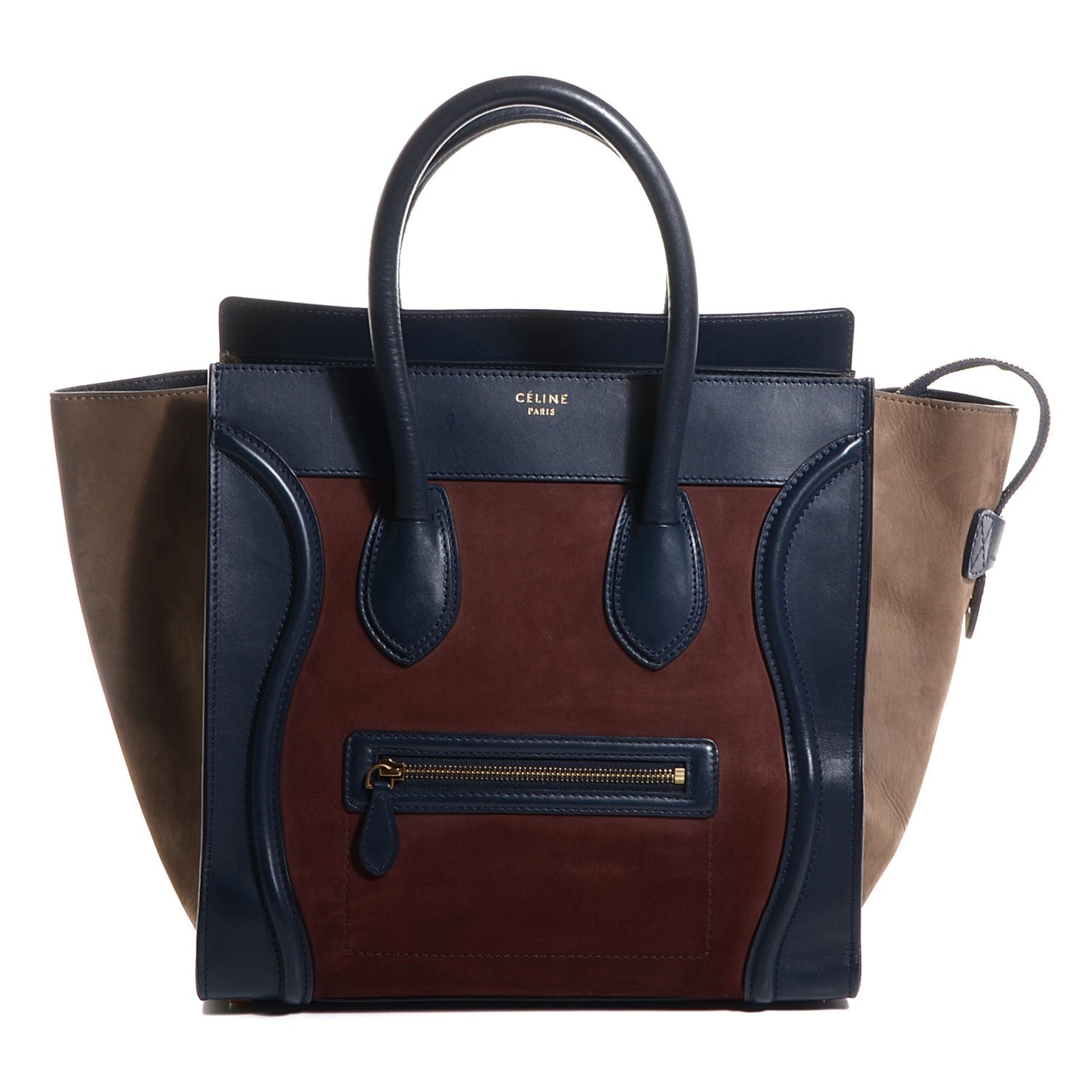 Celine Nubuck Smooth Calfskin Mini Tri-Color Luggage Burgundy 1 of 7