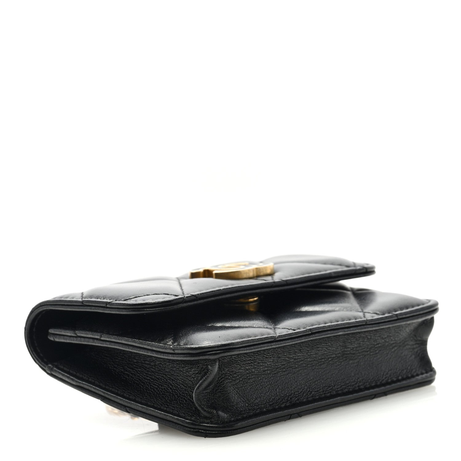 Chanel Lambskin Enamel Quilted Pending CC Flap Belt Bag Black 4 of 9