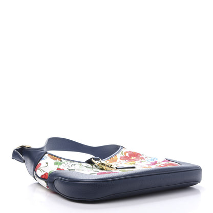 Gucci Canvas Flora Medium Jackie Hobo Blue Agata 4 of 12