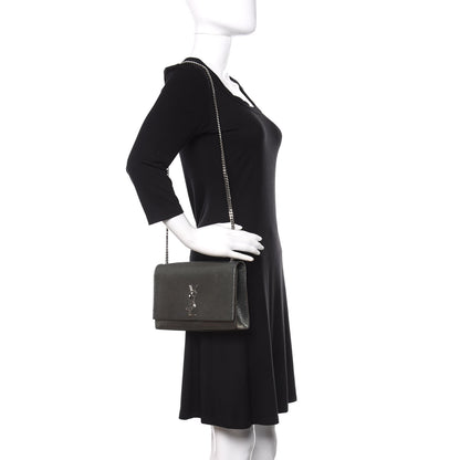 Saint Laurent Metallic Glitter Classic Monogram Medium Classic Monogram Kate Satchel Silver 2 of 11