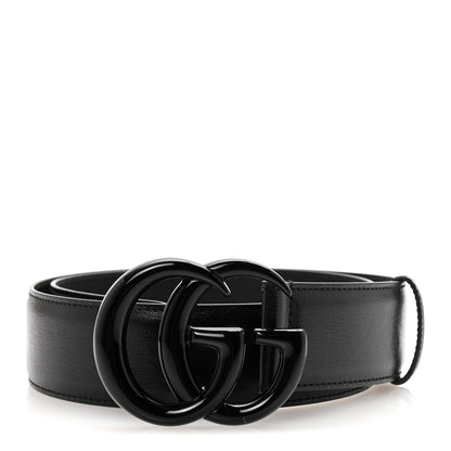 Gucci Azalea Calfskin Enamel Monochrome Double G 40mm Belt 75 30 Black 1 of 5
