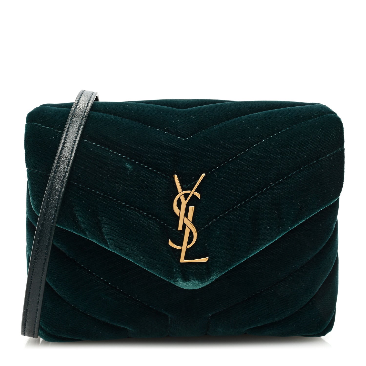 Saint Laurent Velvet Y Quilted Monogram Toy Loulou Crossbody Bag Dark Ottanio 1 of 12
