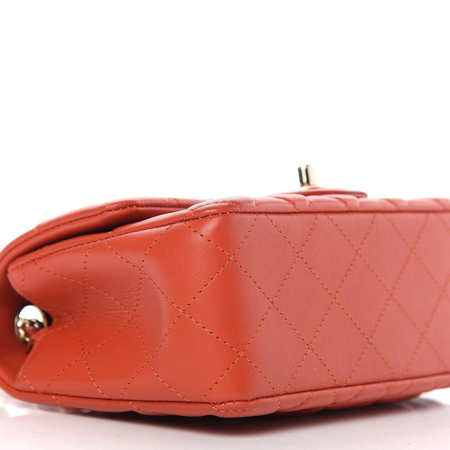 Lambskin Quilted Mini Rectangular Flap Orange
