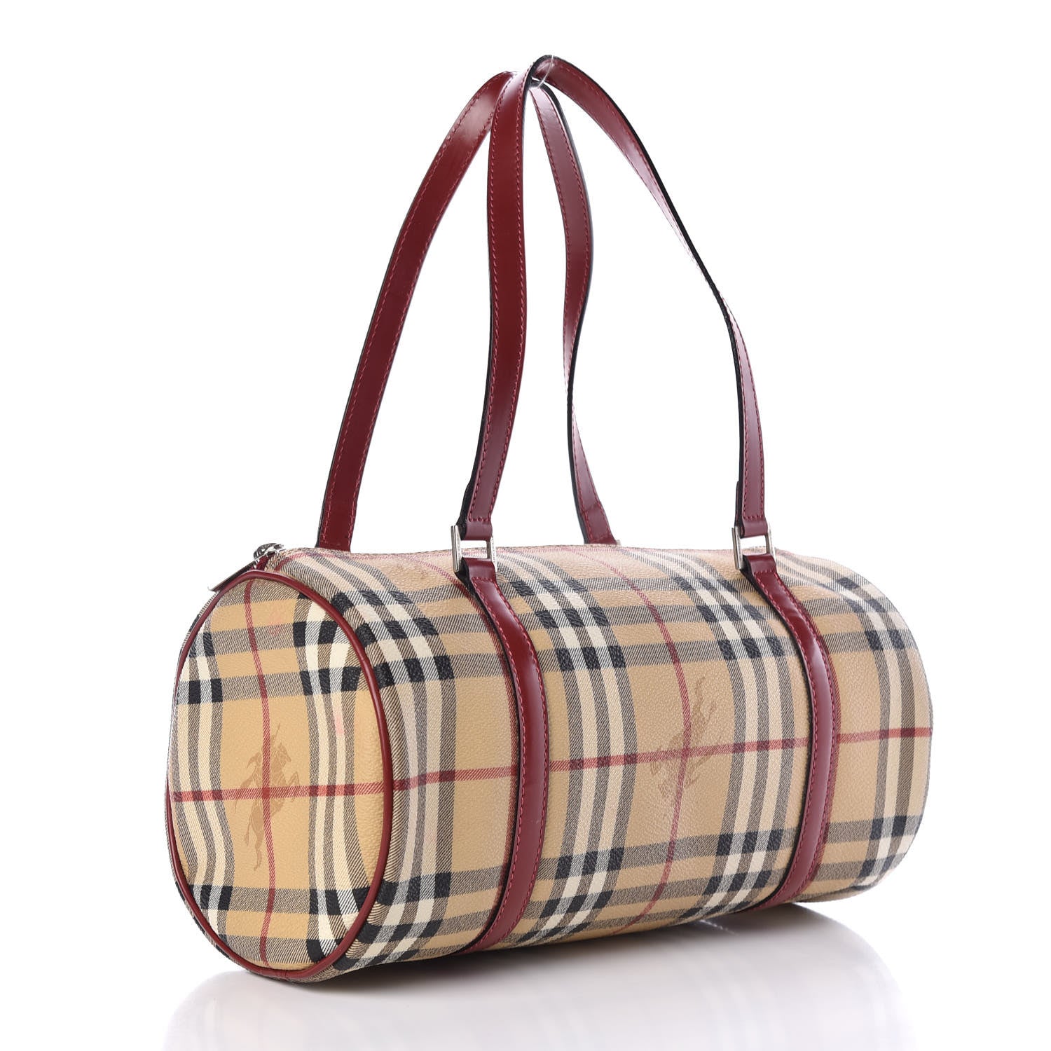 Burberry Haymarket Check Barrel Bag Red 3 of 11