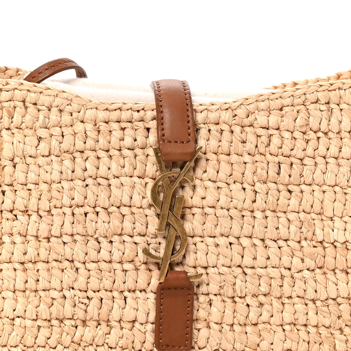 Raffia Calfskin Le 5 A 7 Mini Hobo Natural Brick