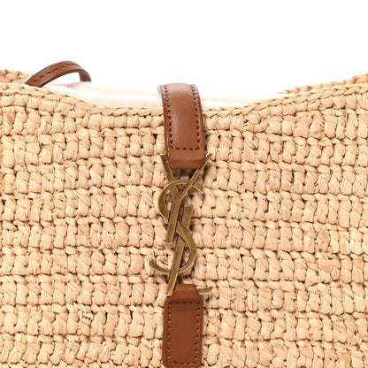 Saint Laurent Raffia Calfskin Le 5 A 7 Mini Hobo Natural Brick 7 of 9
