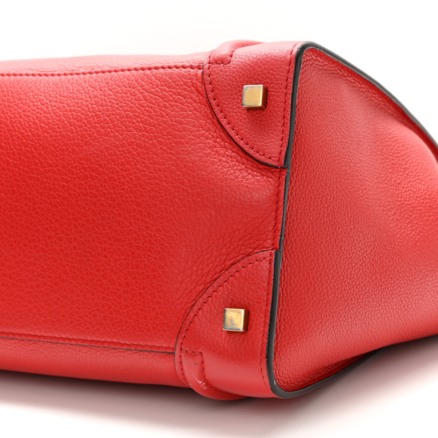Celine Drummed Calfskin Mini Luggage Red 9 of 10