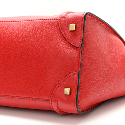 Celine Drummed Calfskin Mini Luggage Red 9 of 10