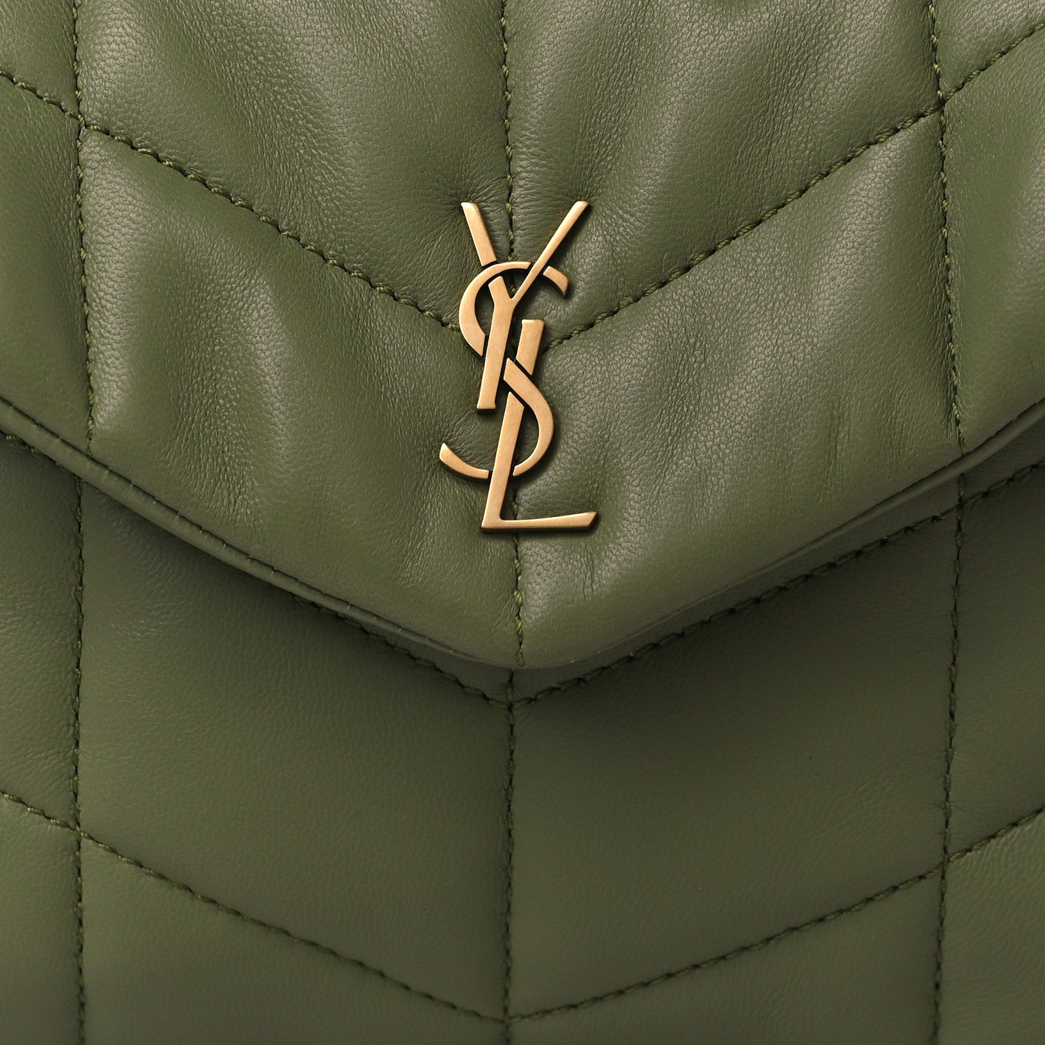 Saint Laurent Lambskin Monogram Loulou Puffer Pouch Clutch Light Pistache 9 of 11