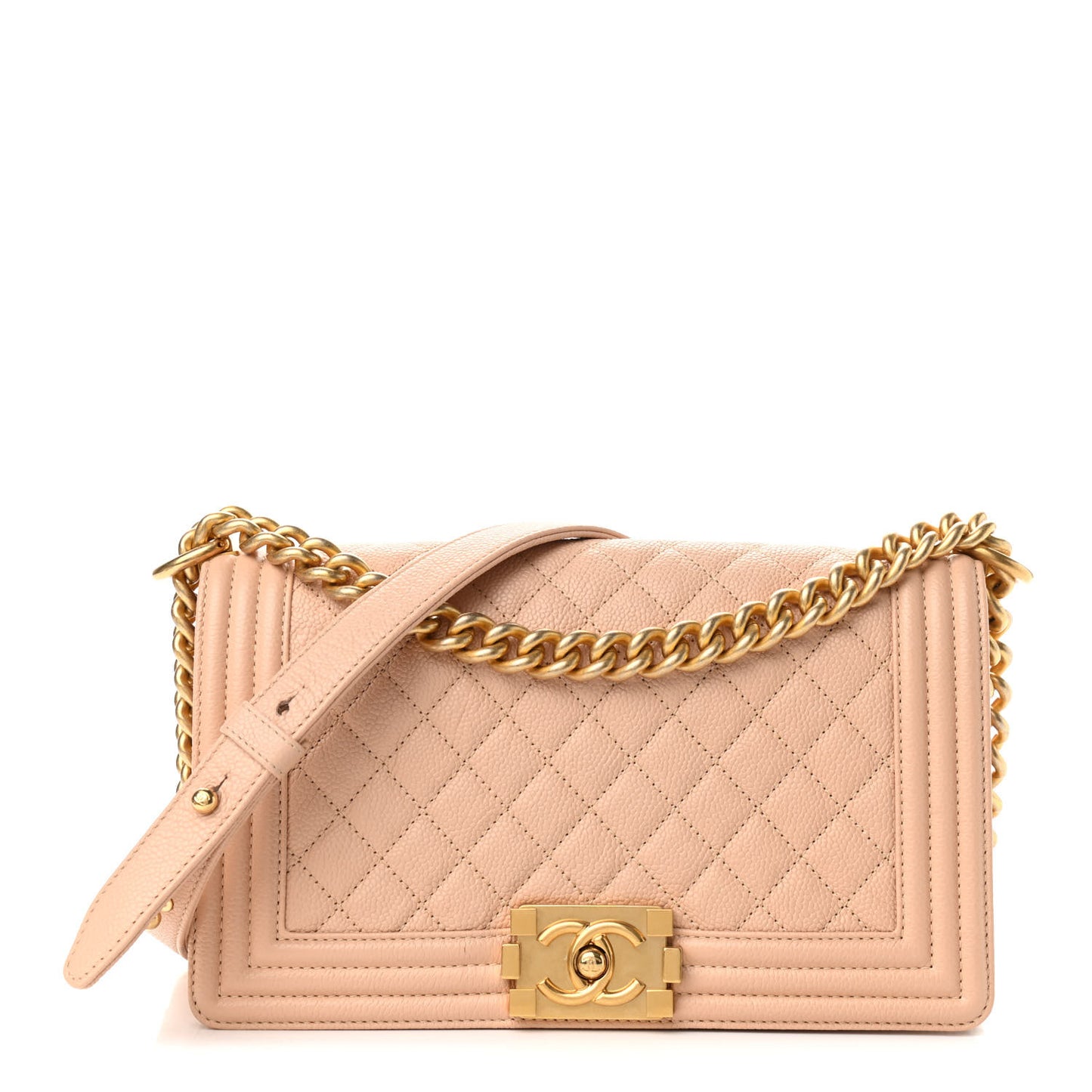 Caviar Quilted Medium Boy Flap Beige