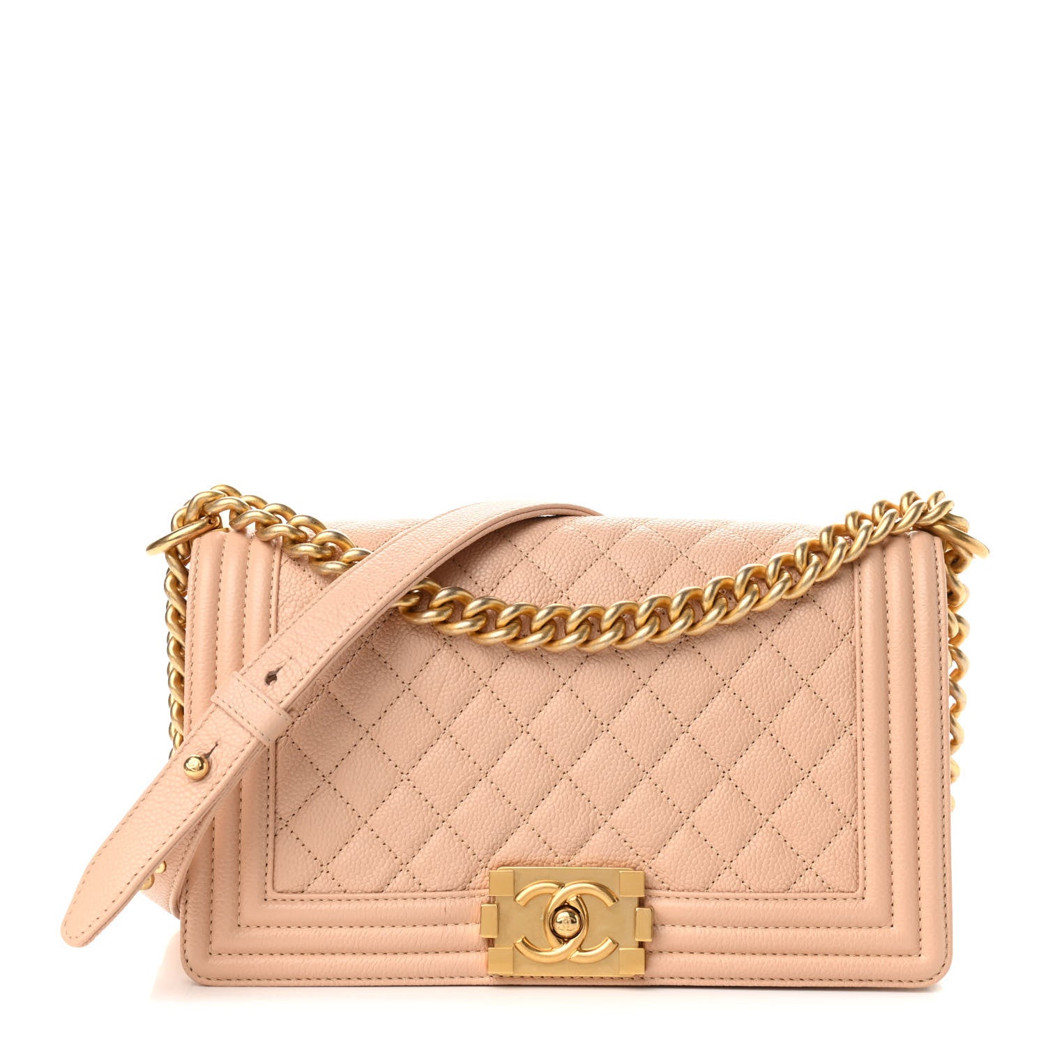 Chanel Caviar Quilted Medium Boy Flap Beige 1 of 9