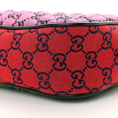 Gucci Monogram Multicolor Matelasse Diagonal Small GG Marmont Chain Shoulder Bag Pink Blue Green Red Light Blue 10 of 11