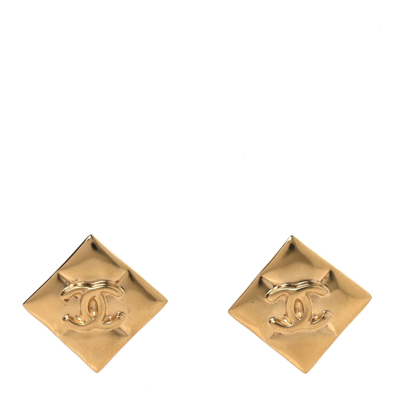 Chanel Metal CC Square Earrings Gold 1 of 5
