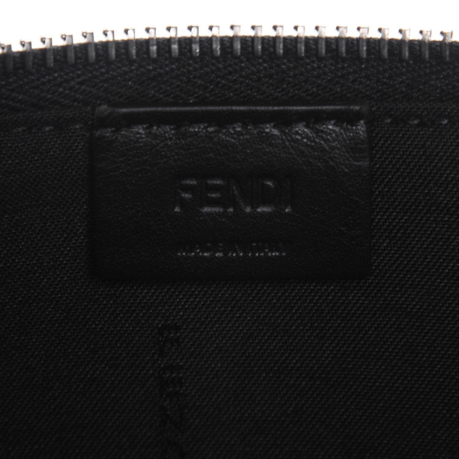 Fendi Vitello Dolce Shearling Apple Zip Around Pouch Black 6 of 6
