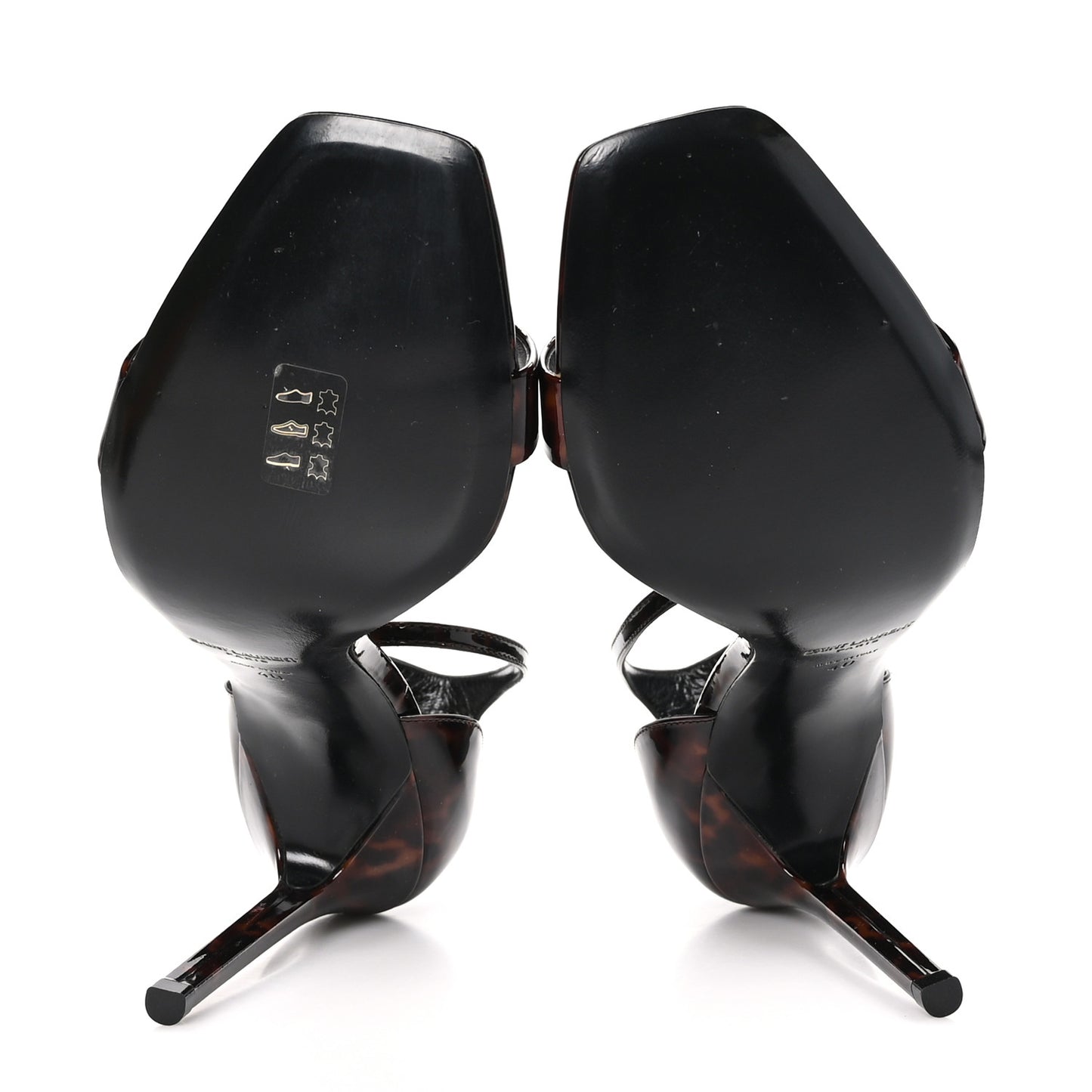 Patent Calfskin Amber 105 Ankle Strap Sandals 40 Tortoiseshell