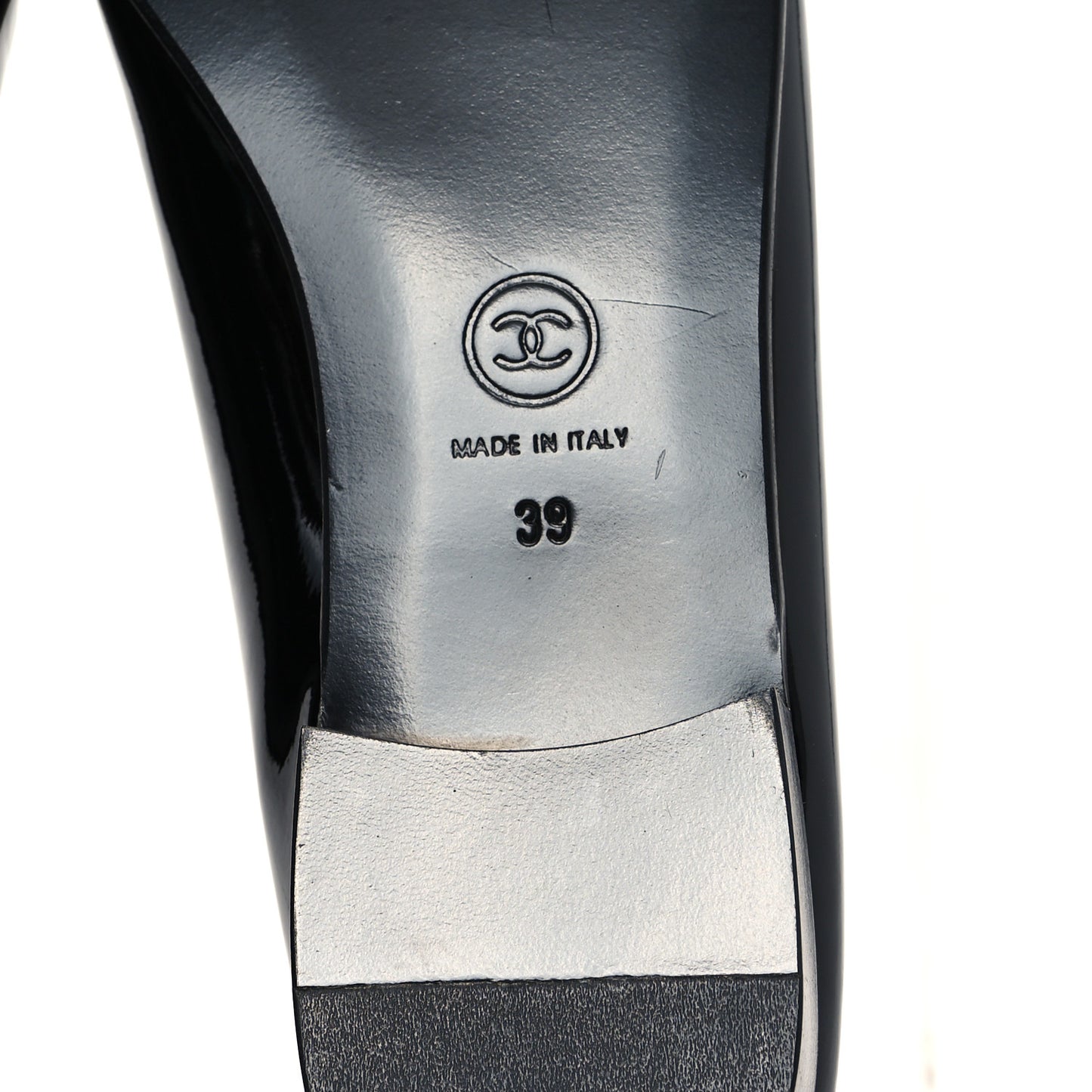 Patent CC Cap Toe Ballerina Flats 39 Black Beige