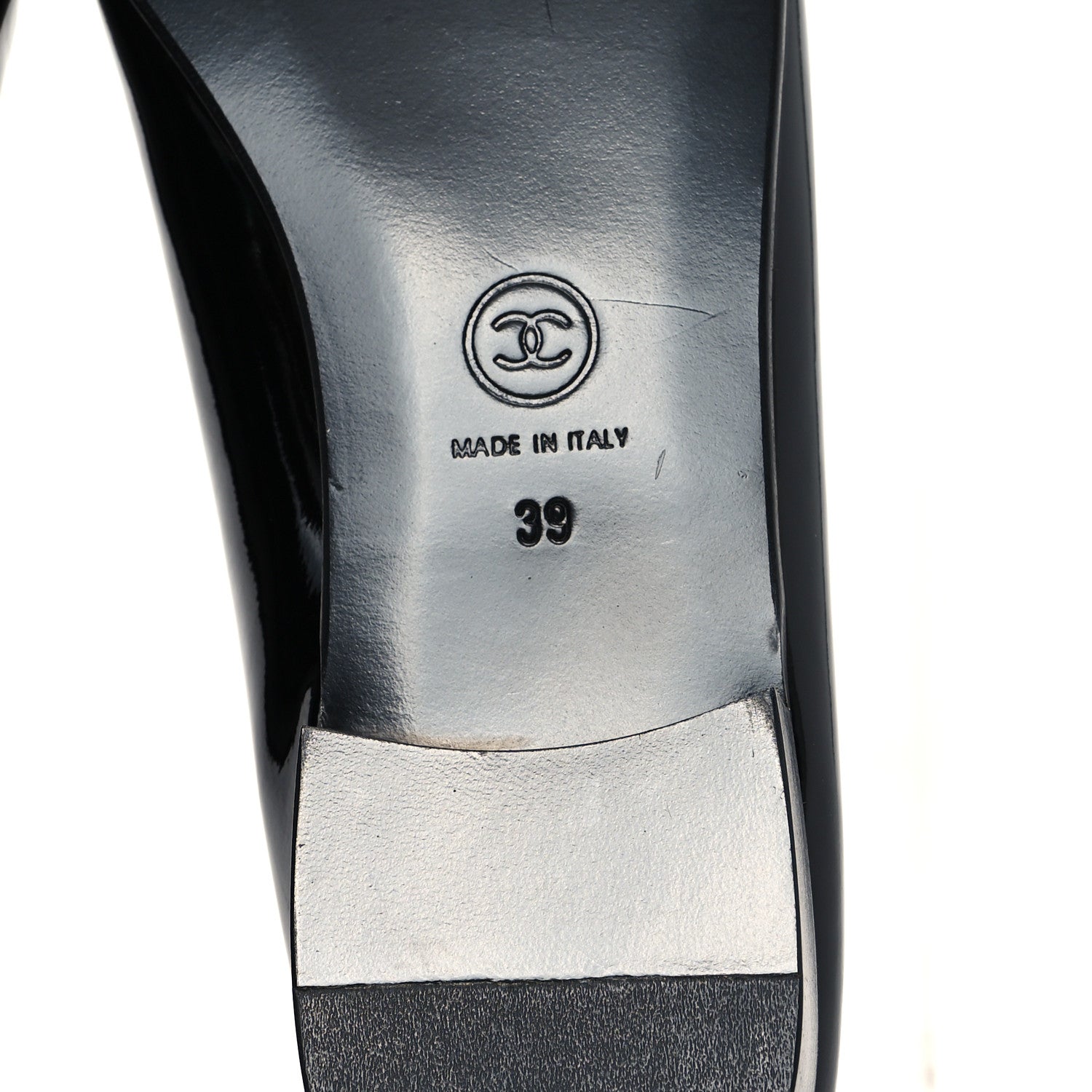 Chanel Patent CC Cap Toe Ballerina Flats 39 Black Beige 7 of 10