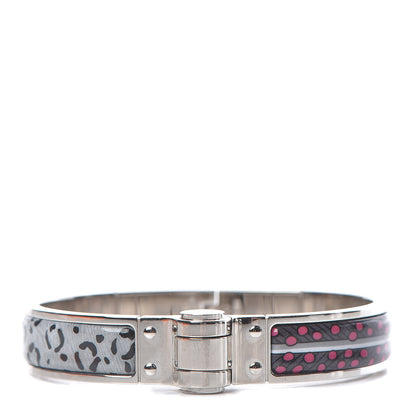 Hermes Enamel Printed Narrow Baobab Cat Hinged Bracelet M Faux Gris 1 of 5