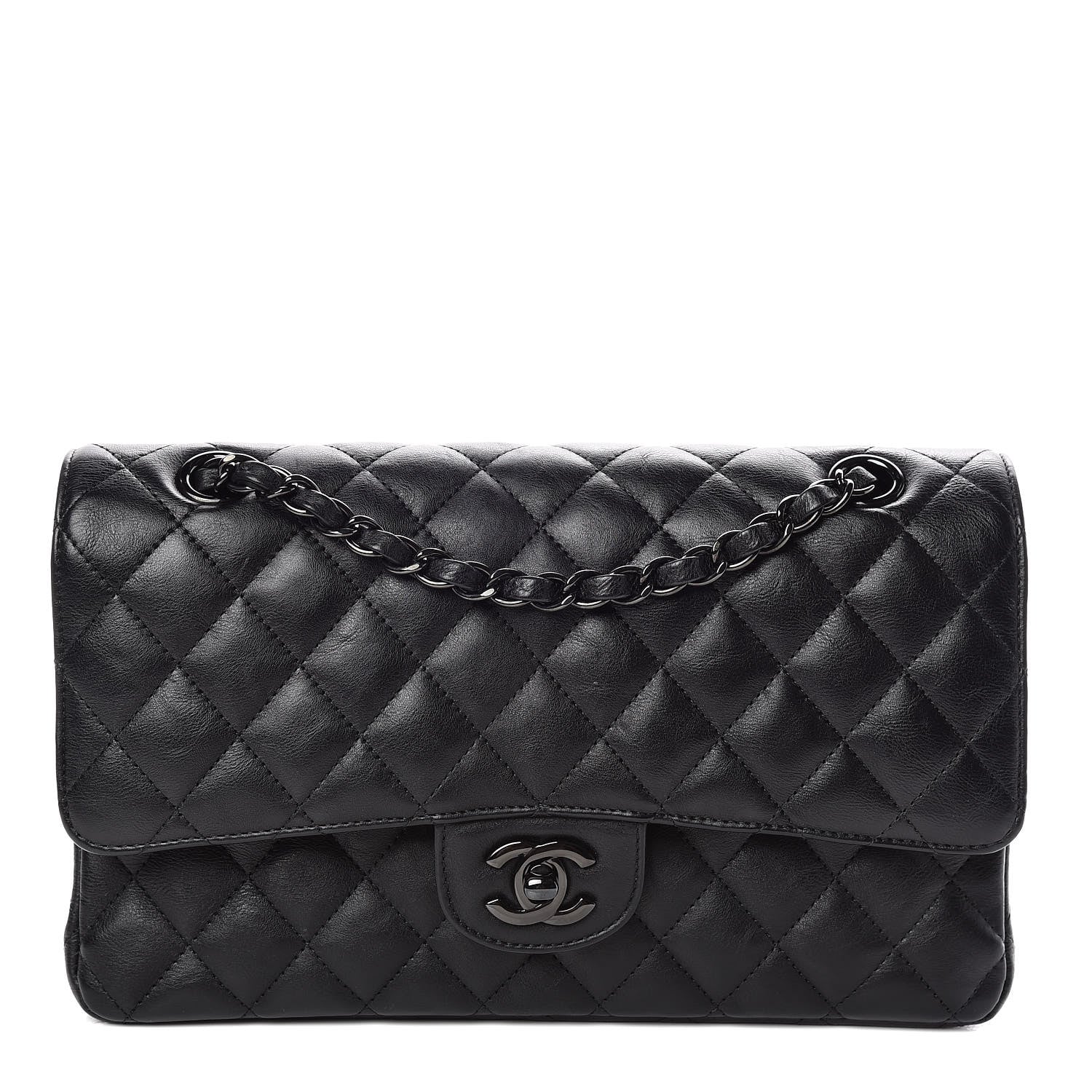 Chanel Crumpled Calfskin Quilted Medium Double Flap So Black 1 of 10