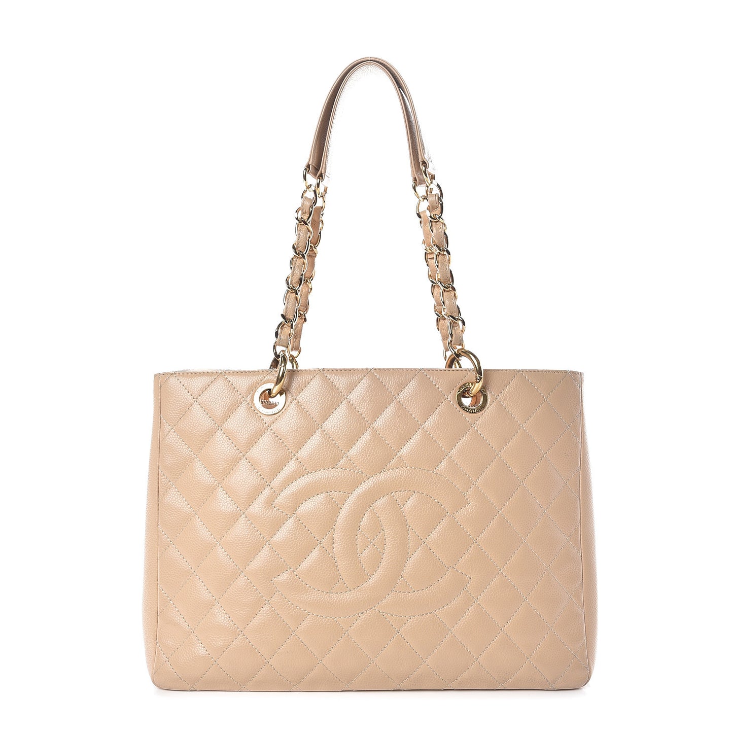 Caviar Quilted Grand Shopping Tote GST Beige Clair