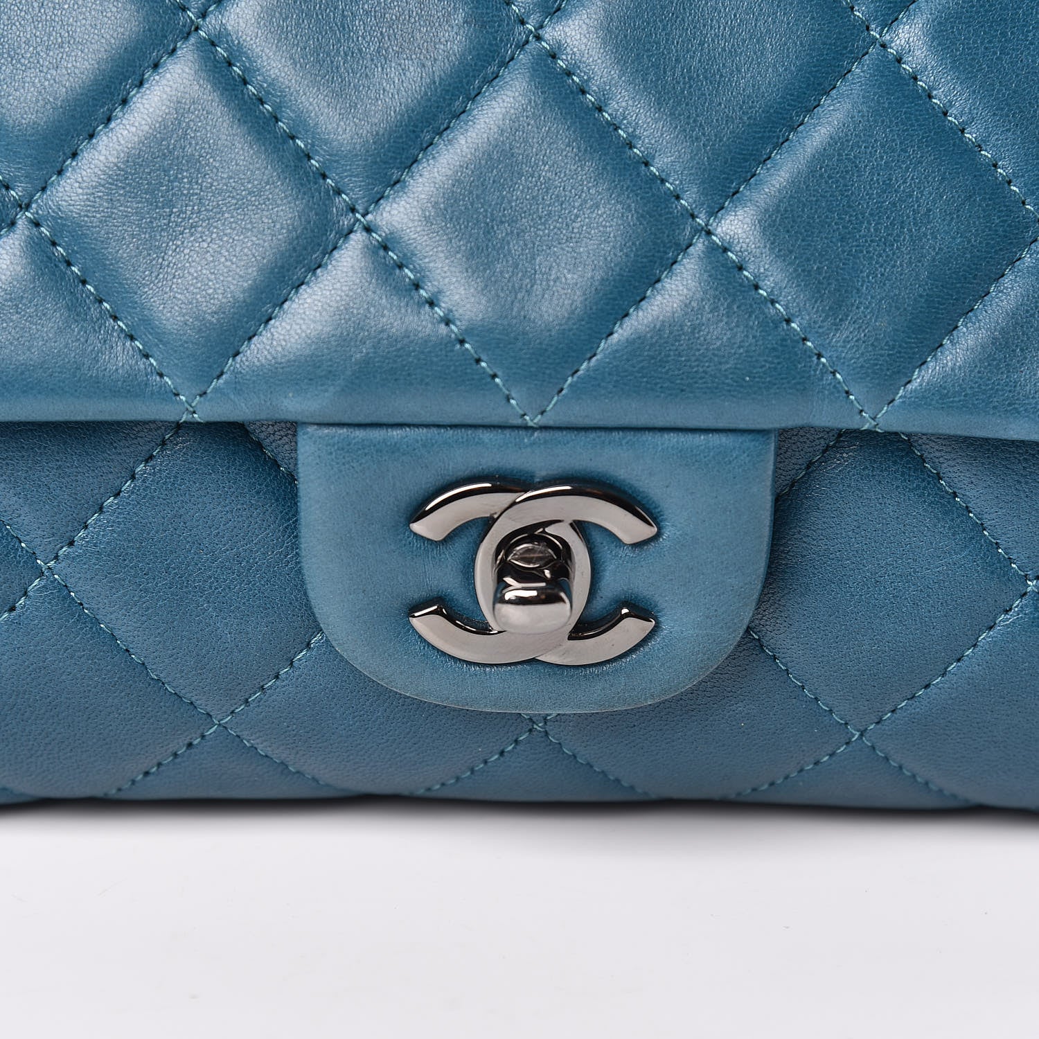 Chanel Lambskin Quilted Clutch With Chain Flap Turquoise 7 of 13