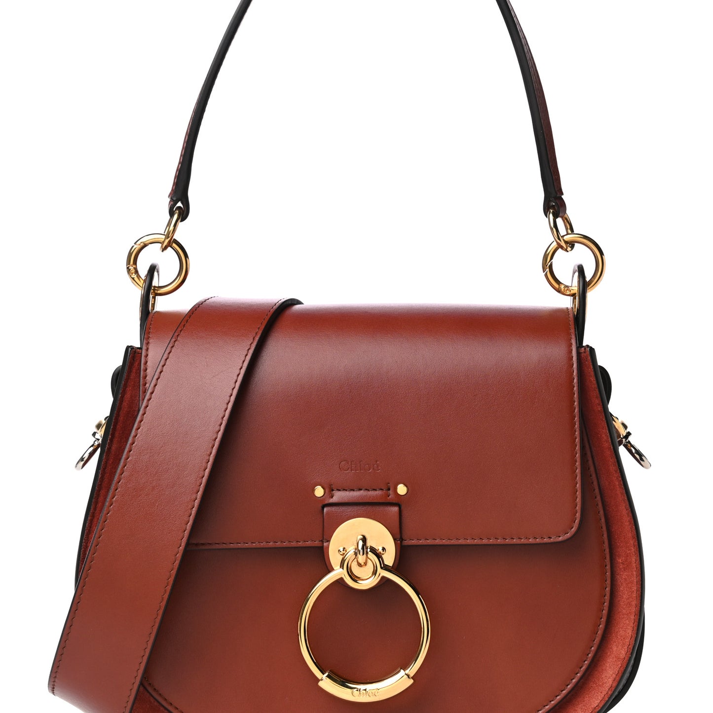 Calfskin Suede Large Tess Bag Sepia Brown