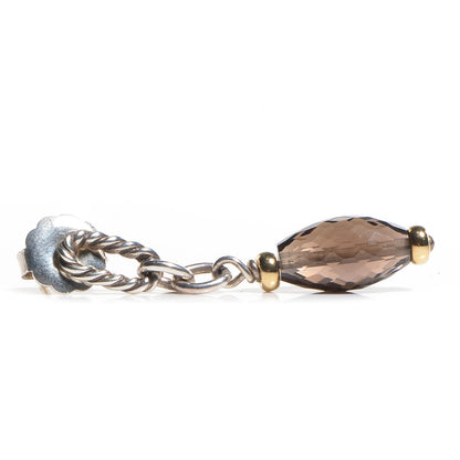 David Yurman Sterling Silver 18k Gold Smoky Quartz Figaro Earrings 4 of 5