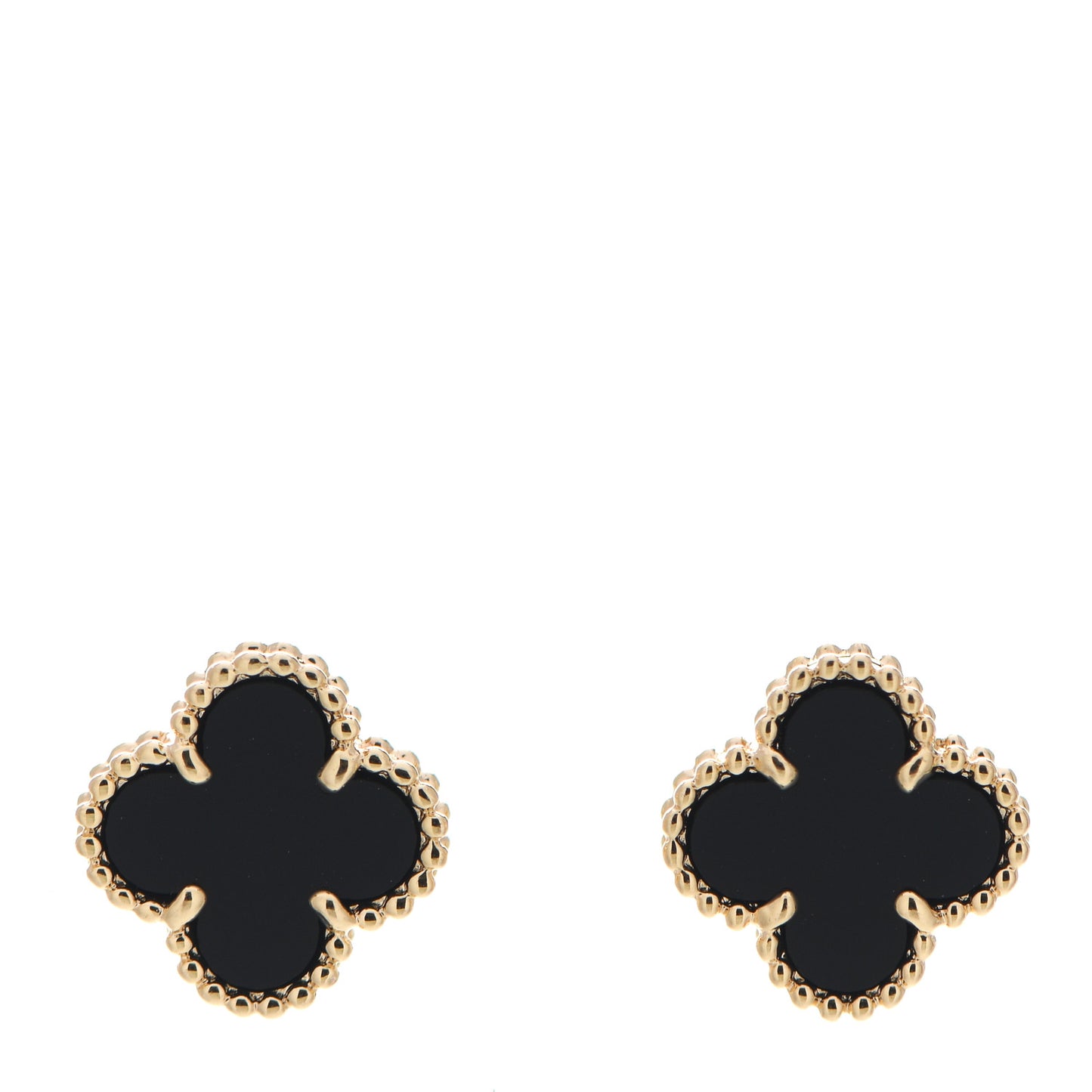 18K Yellow Gold Black Onyx Sweet Alhambra Earrings
