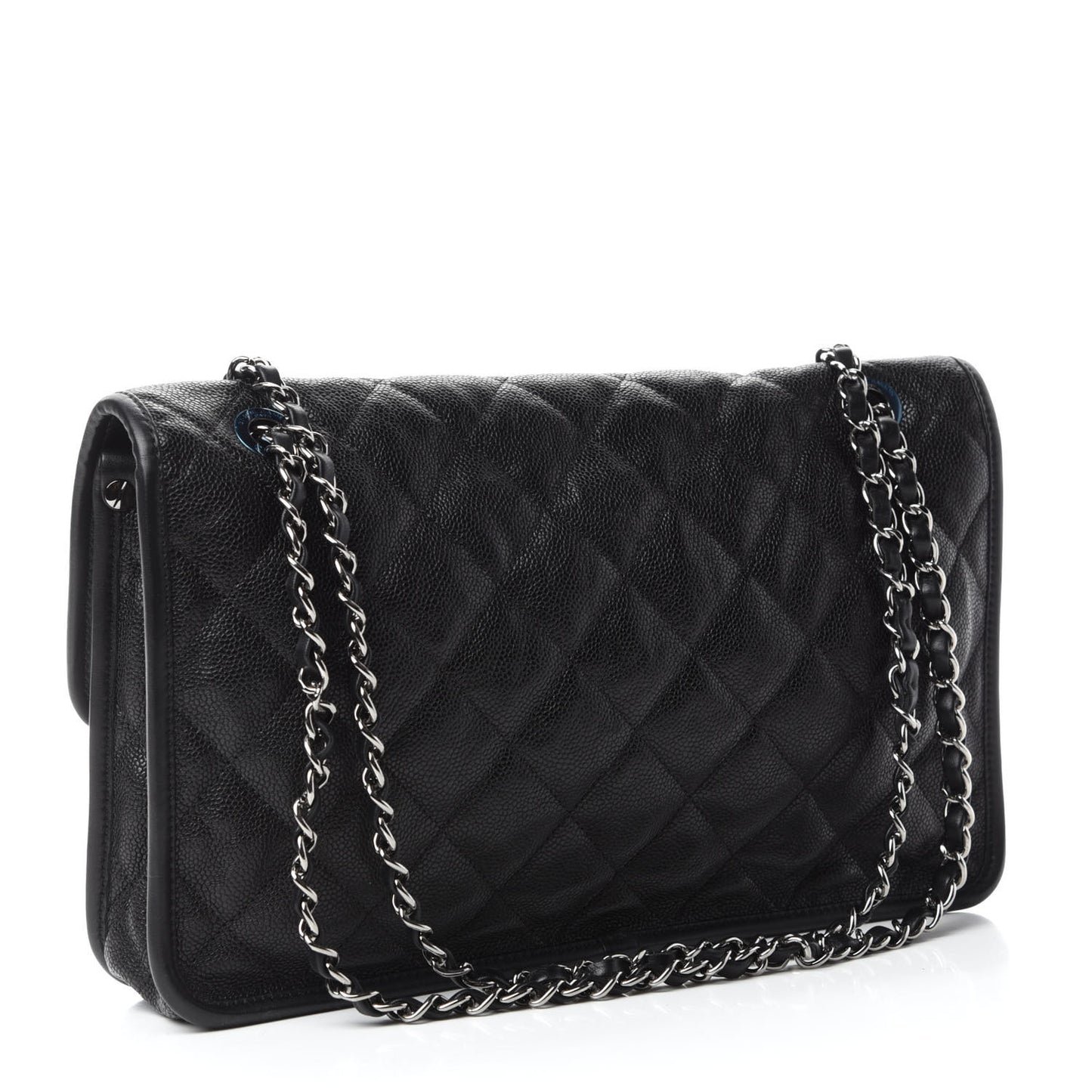 Caviar Quilted Large French Riviera Flap Black
