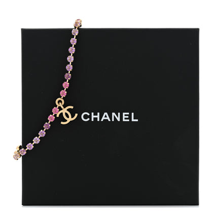 Chanel Crystal CC Choker Necklace Gold Pink Orange Purple Yellow 7 of 7