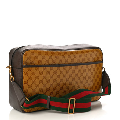 Gucci X ADIDAS Crystal Vintage Monogram Textured Dollar Calfskin Web Trefoil Logo Medium Messenger Bag Mid Natural Nut Off White New Acero 3 of 10