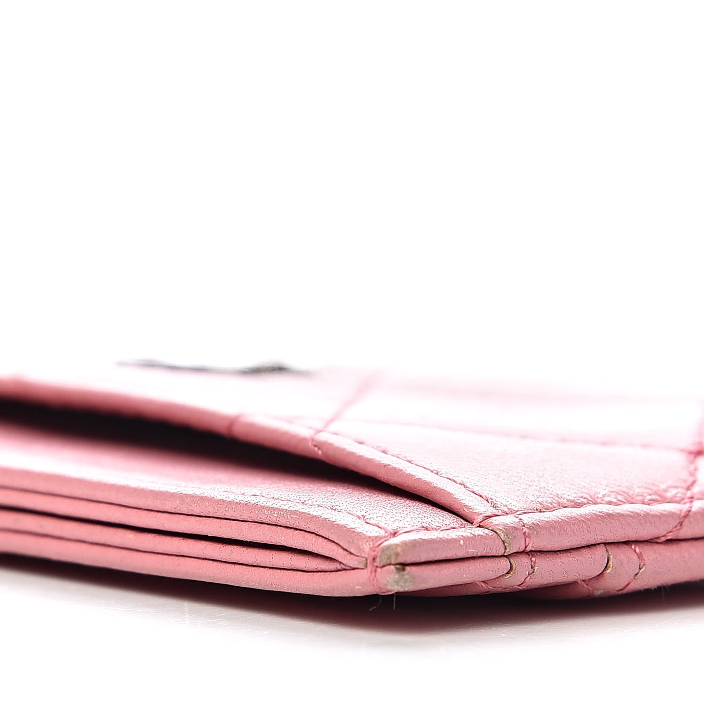Lambskin Quilted Card Holder Pink