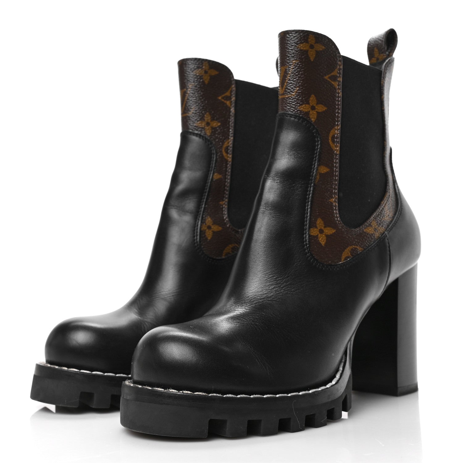 Louis Vuitton Calfskin Monogram Star Trail Ankle Boots 37.5 Black 3 of 6